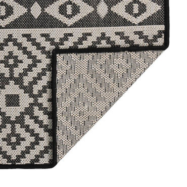 vidaXL Tapis d'extérieur tissé à plat 100x200 cm Noir à rayures