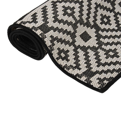 vidaXL Tapis d'extérieur tissé à plat 120x170 cm Noir Rayé