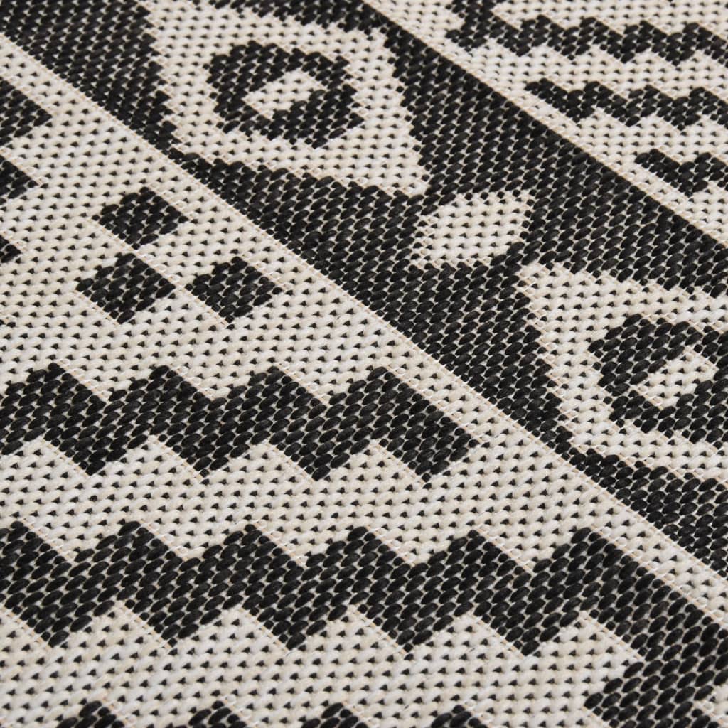 vidaXL Tapis d'extérieur tissé à plat 120x170 cm Noir Rayé