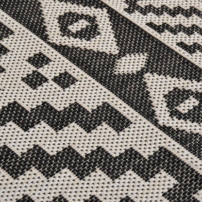 vidaXL Tapis d'extérieur tissé à plat 120x170 cm Noir Rayé