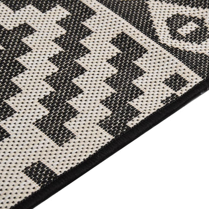 vidaXL Tapis d'extérieur tissé à plat 140x200 cm Noir rayé