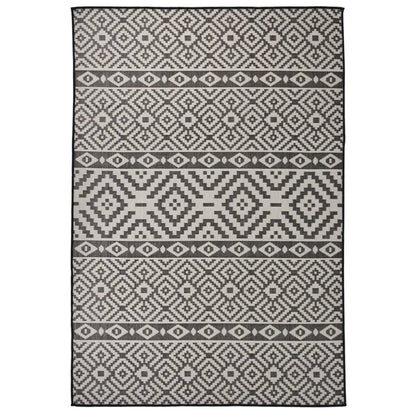 vidaXL Tapis d'extérieur tissé à plat 160x230 cm Noir à rayures