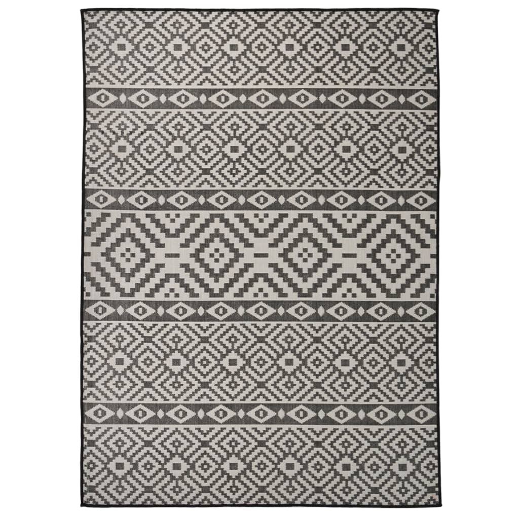 vidaXL Tapis d'extérieur tissé à plat 200x280 cm noir rayé