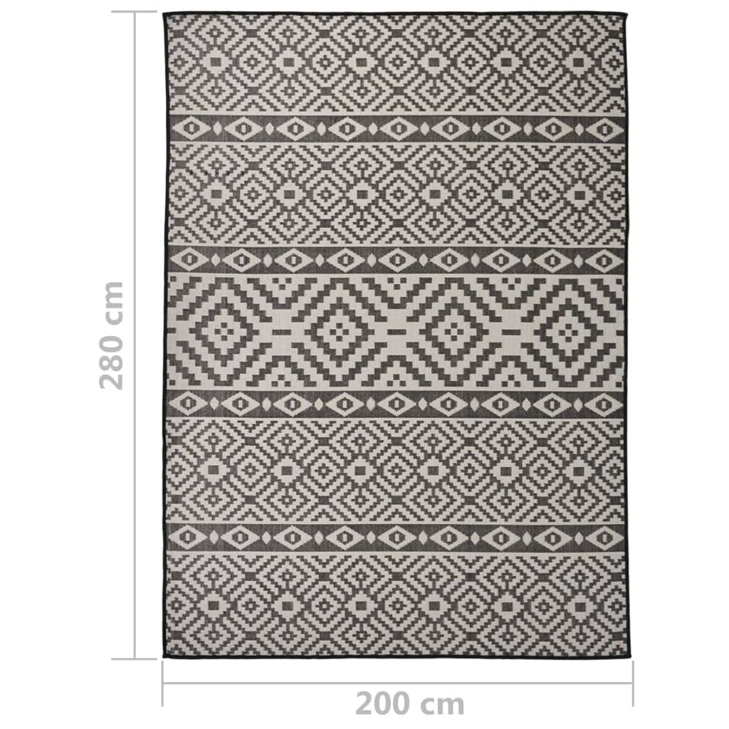 vidaXL Tapis d'extérieur tissé à plat 200x280 cm noir rayé