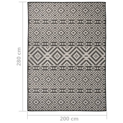 vidaXL Tapis d'extérieur tissé à plat 200x280 cm noir rayé