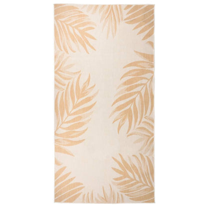vidaXL Outdoor-Teppich Flachgewebe 100x200 cm Blattmuster