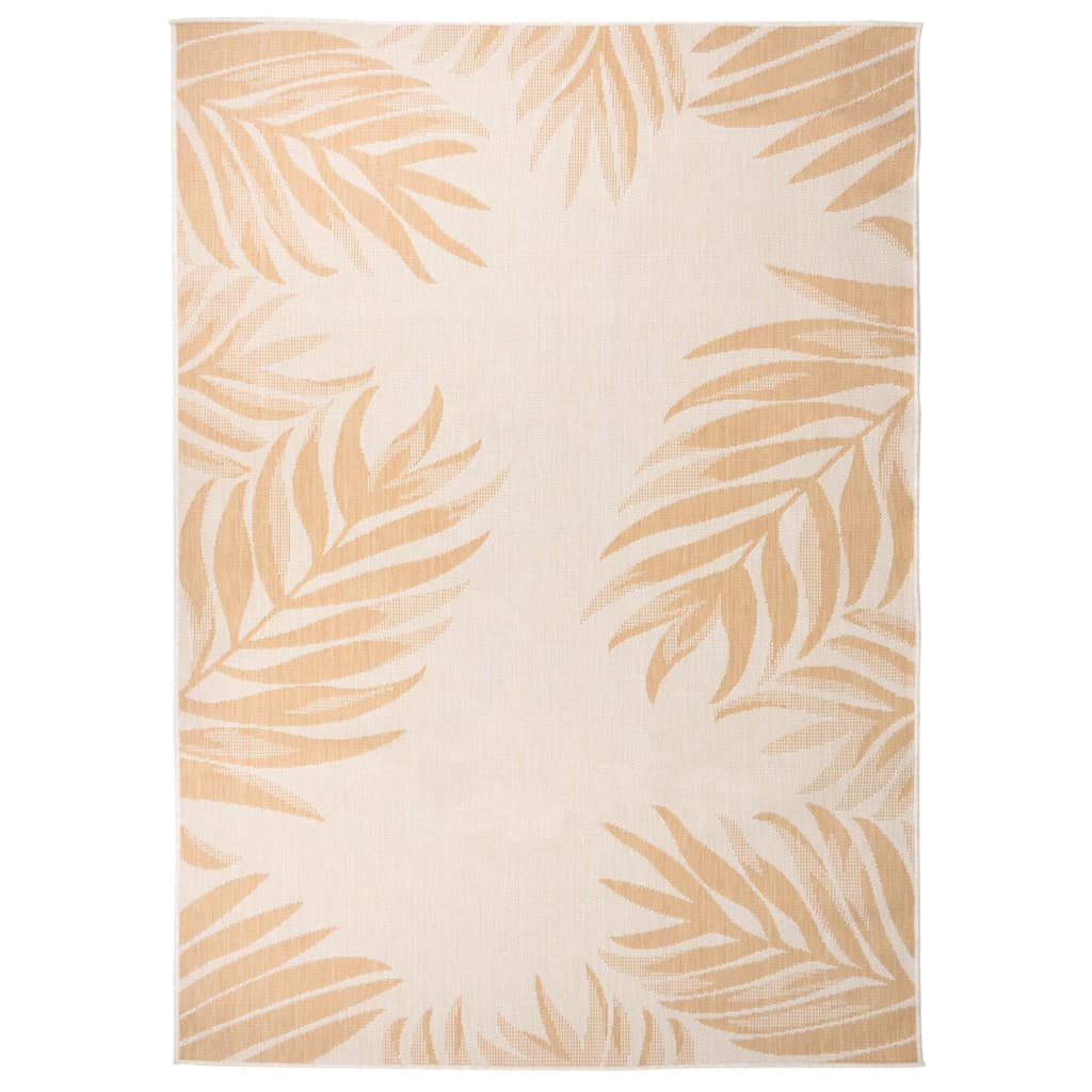 vidaXL Tapis d'extérieur tissé à plat 120x170 cm Motif feuille