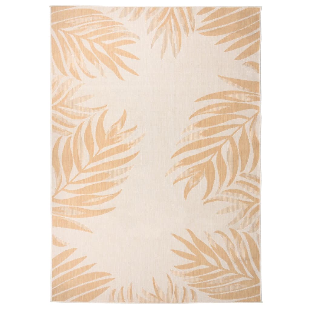 vidaXL Tapis d'extérieur tissé à plat 140x200 cm motif feuilles