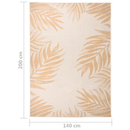 vidaXL Tapis d'extérieur tissé à plat 140x200 cm motif feuilles