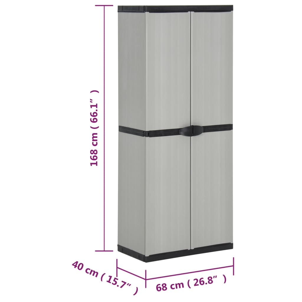 vidaXL Garten-Lagerschrank mit 3 Böden Grau & Schwarz 68x40x168 cm