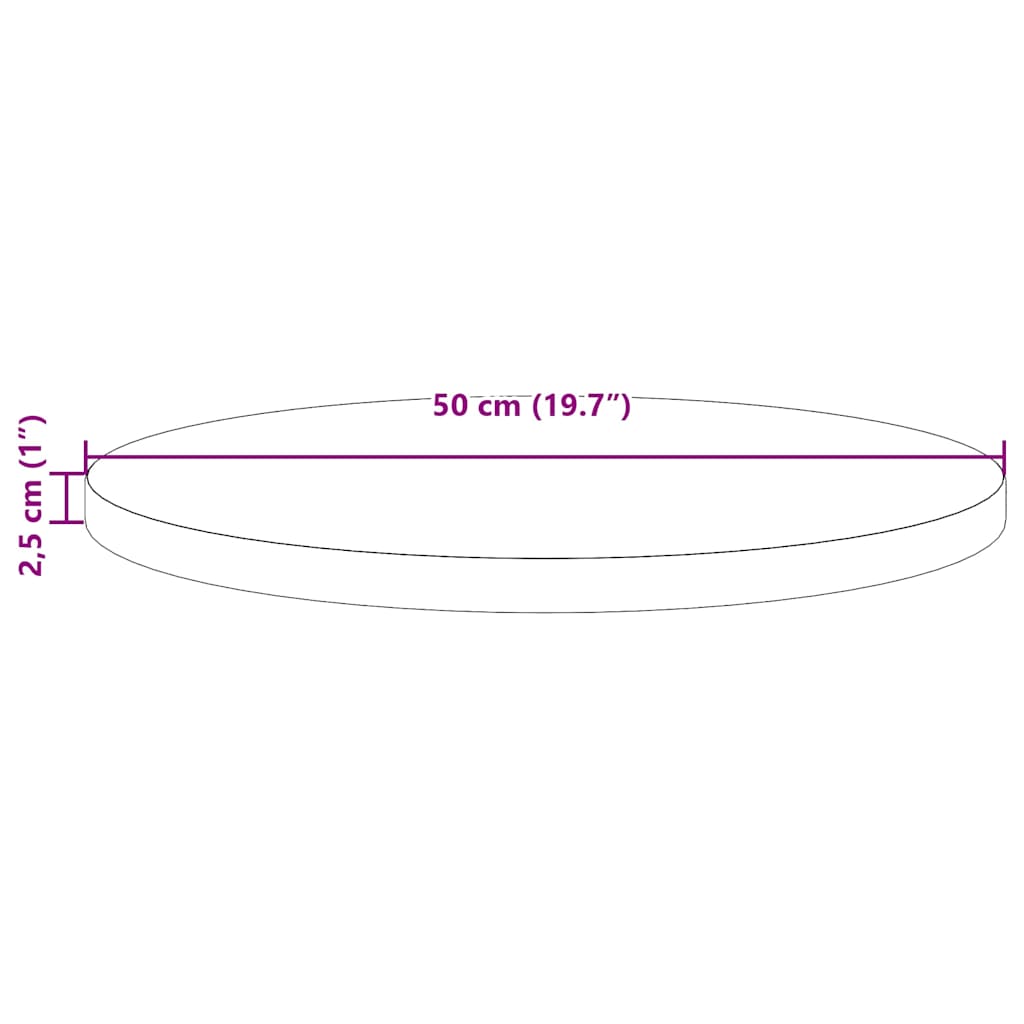 vidaXL Plateau de table Ø50x2,5 cm Bois de pin massif