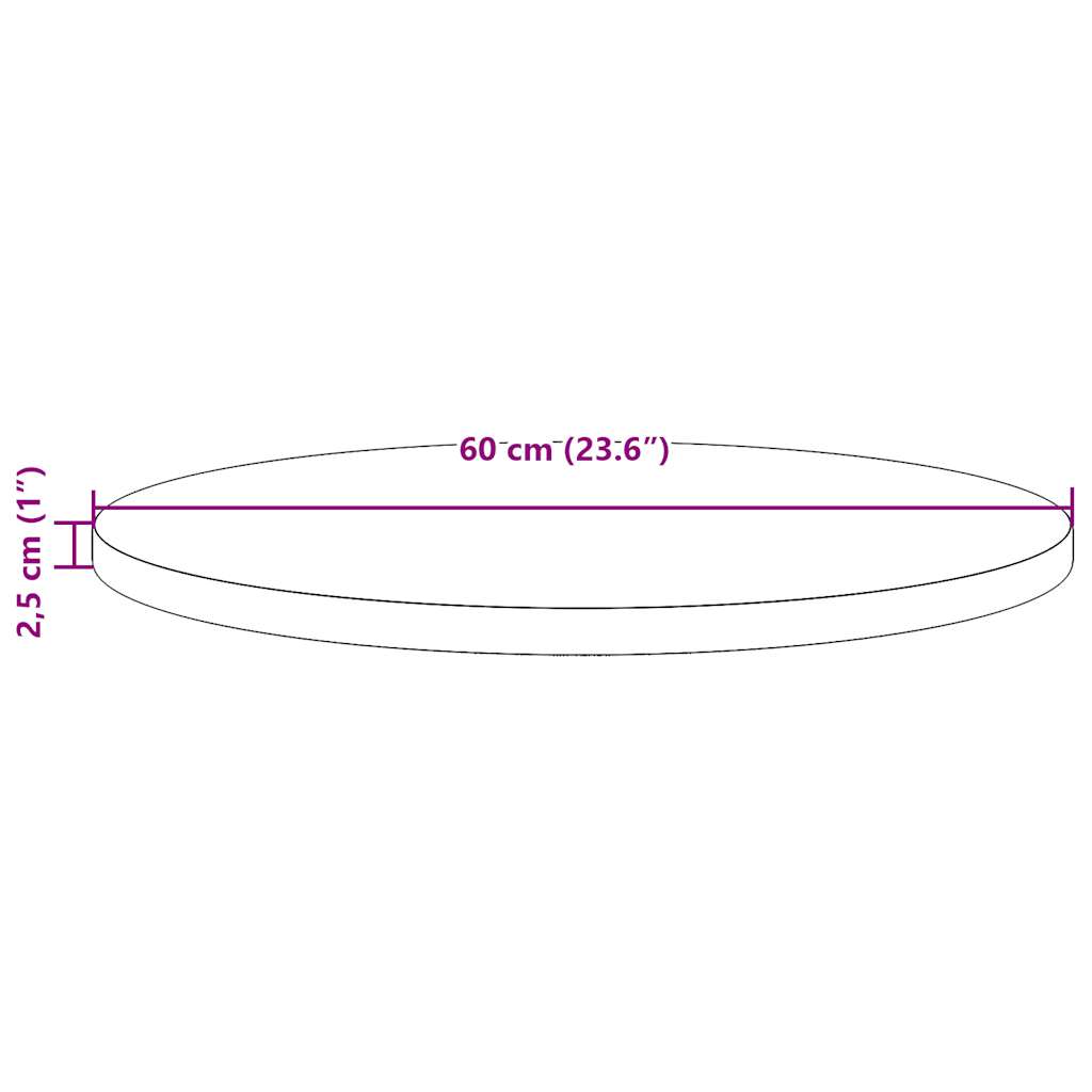 vidaXL Plateau de table Ø60x2,5 cm Bois de pin massif