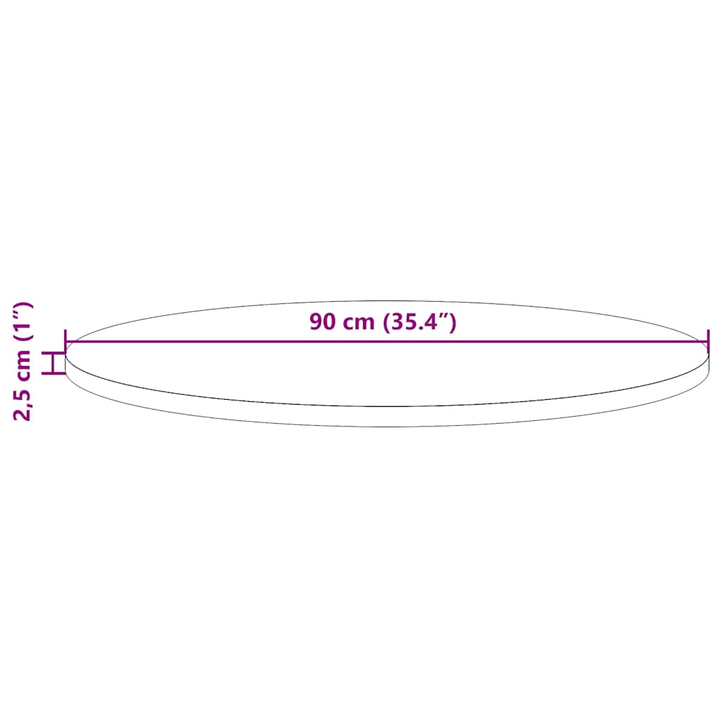 vidaXL Dessus de table Ø90x2,5 cm Bois de pin massif