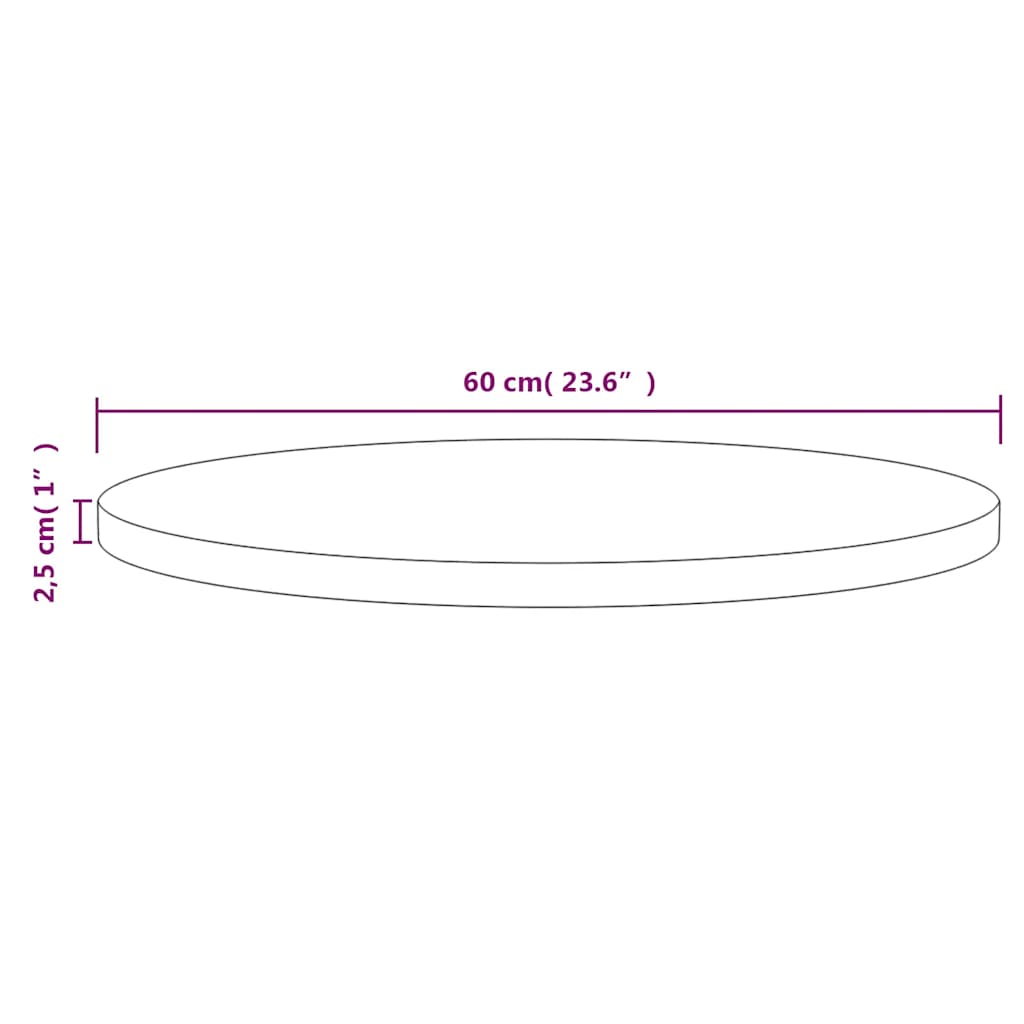 vidaXL Plateau de table Blanc Ø60x2,5 cm Pin massif