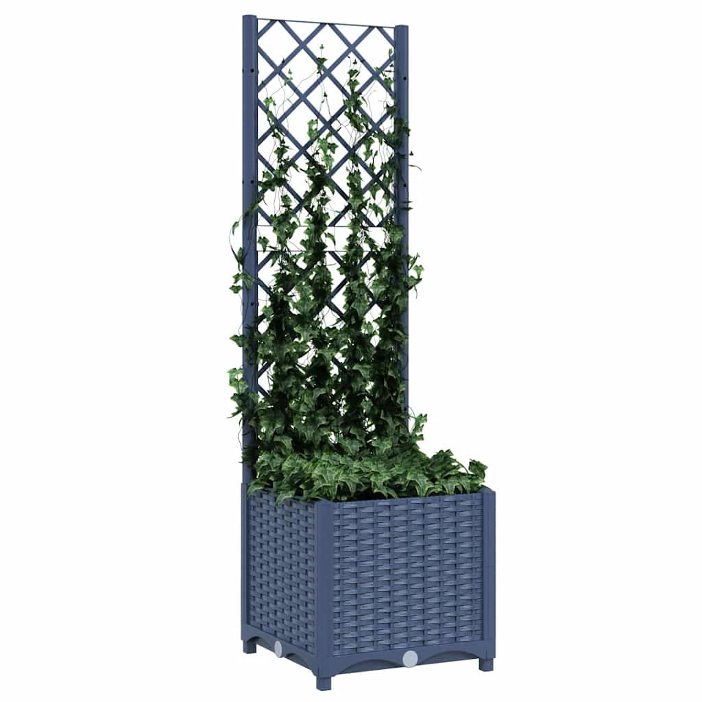vidaXL Garten-Pflanzgefäß mit Spalier Blaugrau 40 x 40 x 136 cm PP