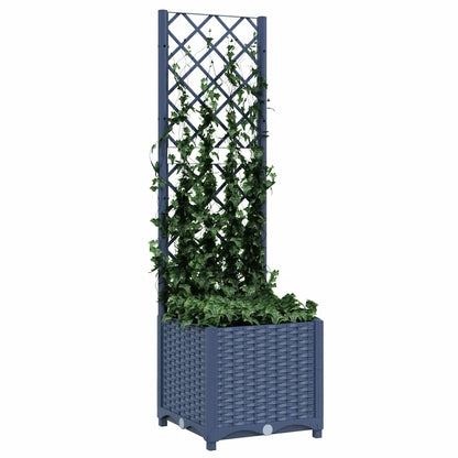 vidaXL Garten-Pflanzgefäß mit Spalier Blaugrau 40 x 40 x 136 cm PP