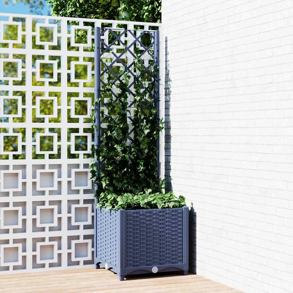vidaXL Garten-Pflanzgefäß mit Spalier Blaugrau 40 x 40 x 136 cm PP