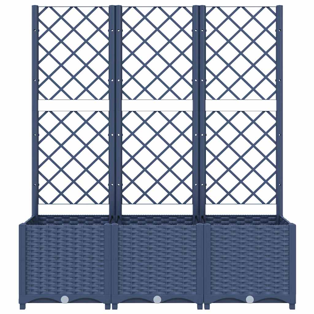 vidaXL Jardinière avec treillis Bleu-gris 120x40x136 cm PP