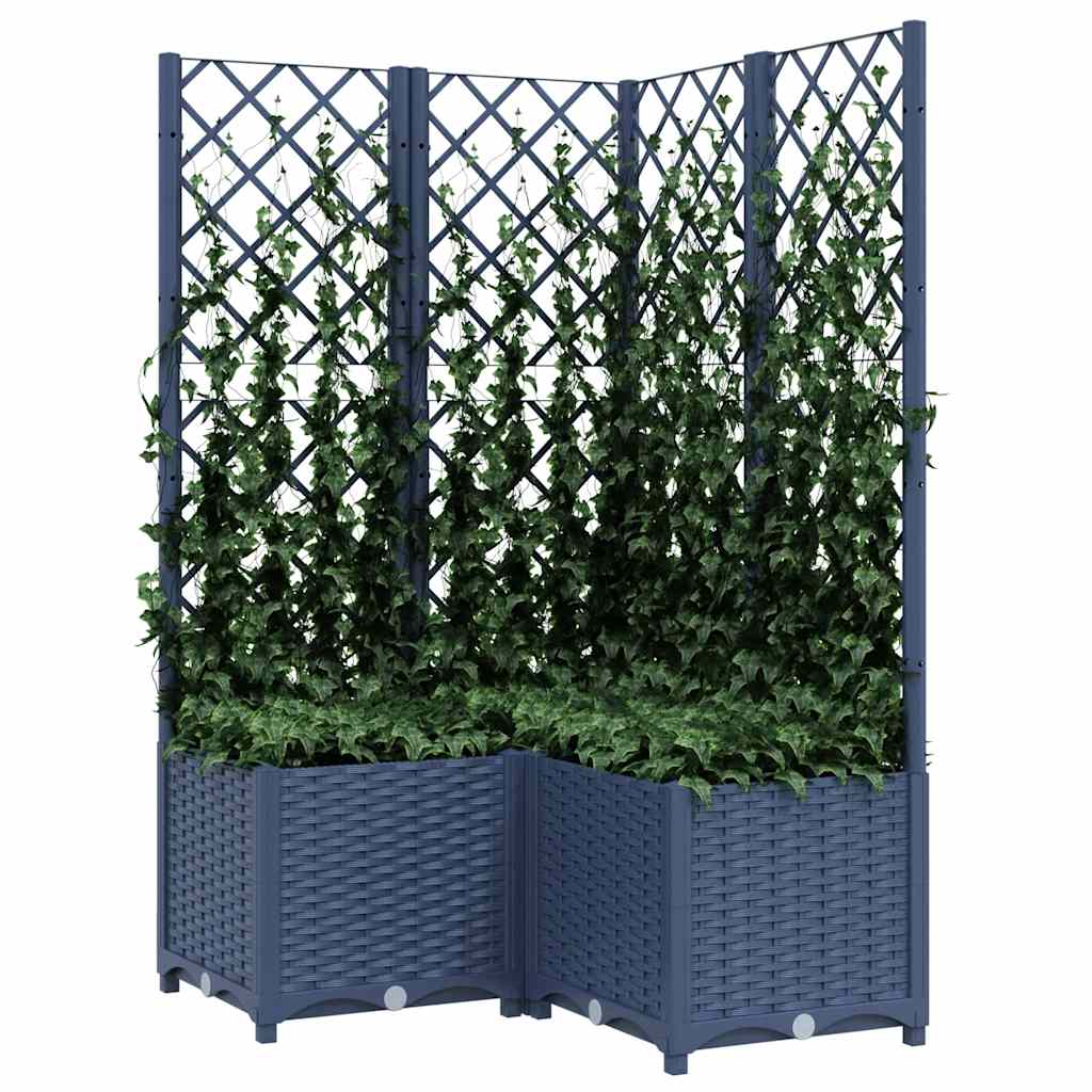 vidaXL Jardinière avec treillis gris-bleu 80x80x136 cm PP
