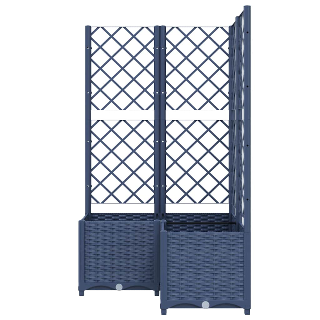 vidaXL Jardinière avec treillis gris-bleu 80x80x136 cm PP