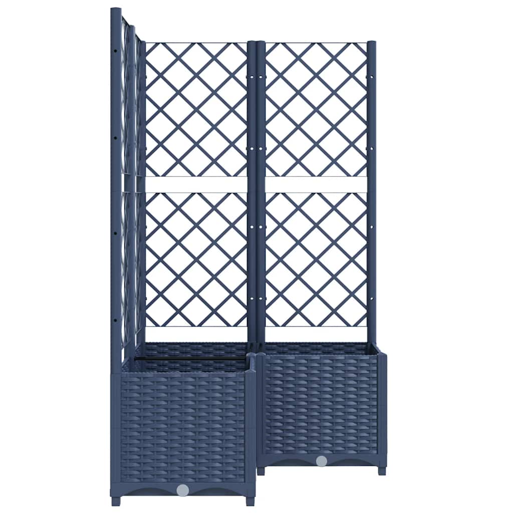 vidaXL Jardinière avec treillis gris-bleu 80x80x136 cm PP