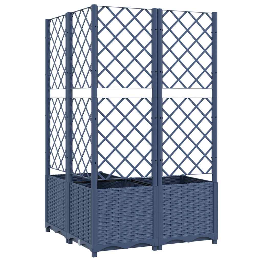 vidaXL Jardinière avec treillis gris-bleu 80x80x136 cm PP