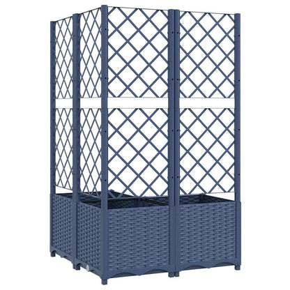 vidaXL Jardinière avec treillis gris-bleu 80x80x136 cm PP