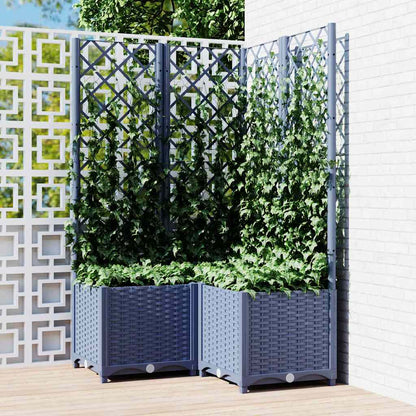 vidaXL Jardinière avec treillis gris-bleu 80x80x136 cm PP