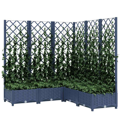 vidaXL Pflanzkübel mit Spalier Blaugrau 120x120x121,5 cm PP