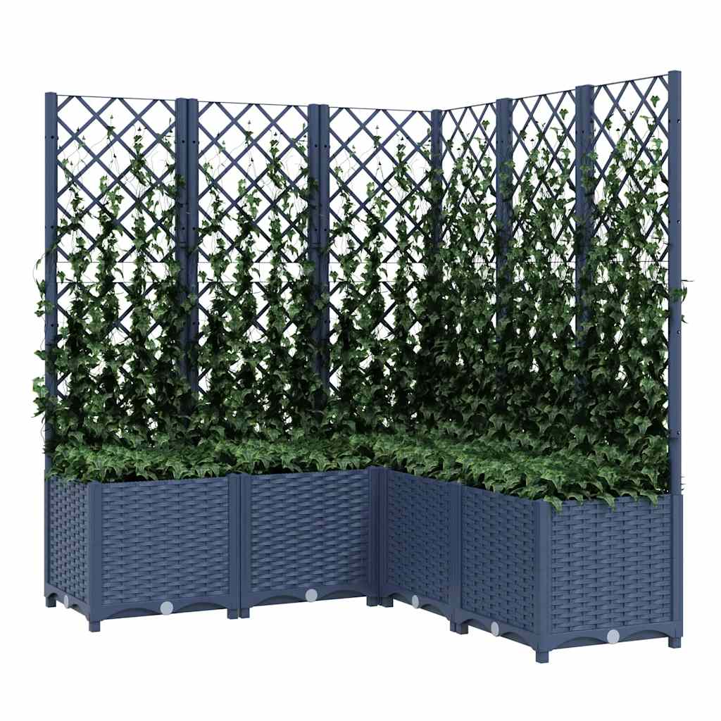 vidaXL Pflanzkübel mit Rankgitter Blaugrau 120x120x136 cm PP
