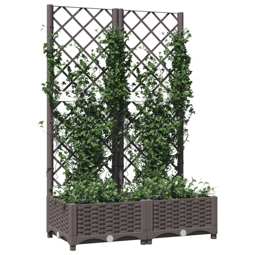 vidaXL Pflanzkübel mit Rankgitter Braun 80x40x121,5 cm PP