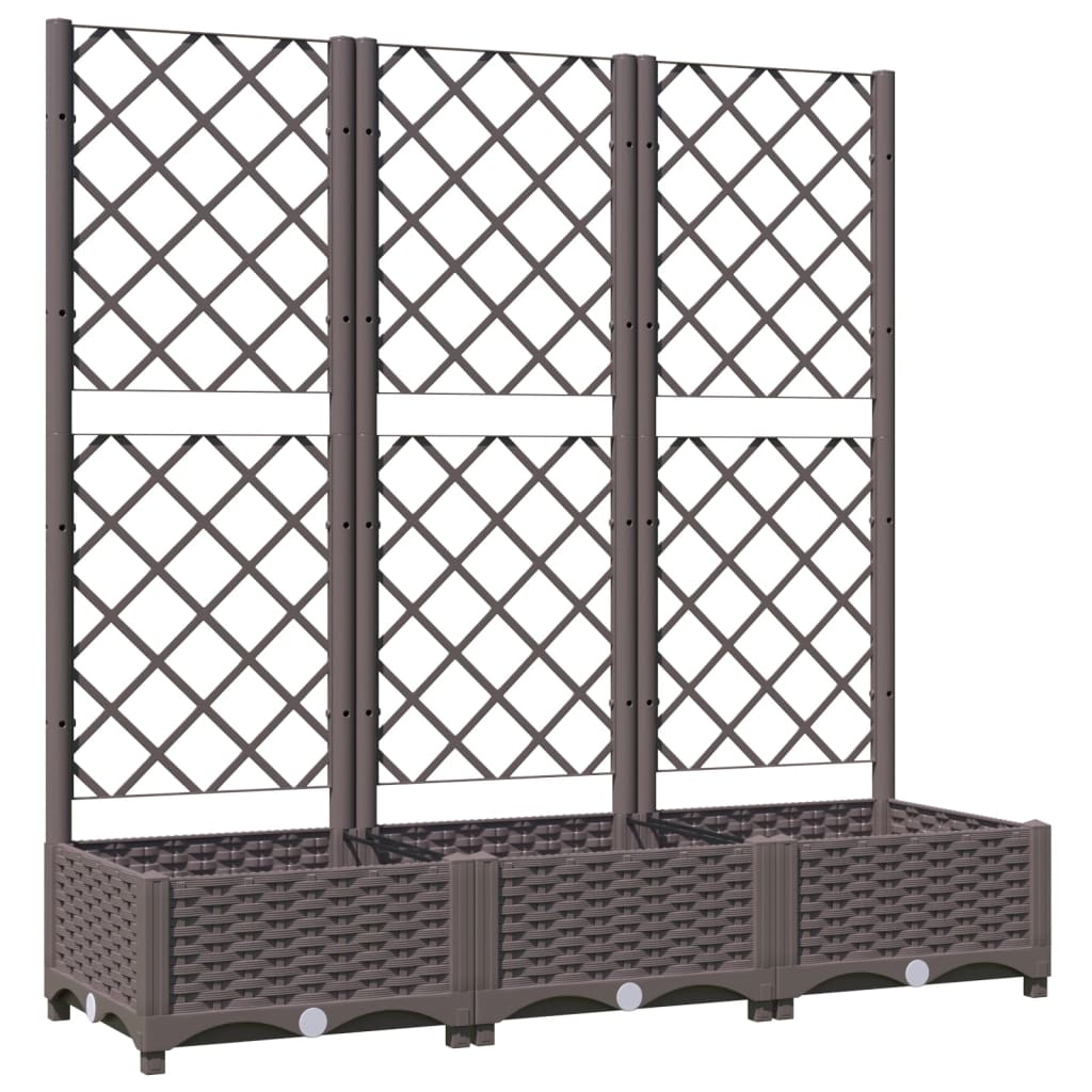 vidaXL Jardinière avec treillis Marron 120 x 40 x 121,5 cm PP