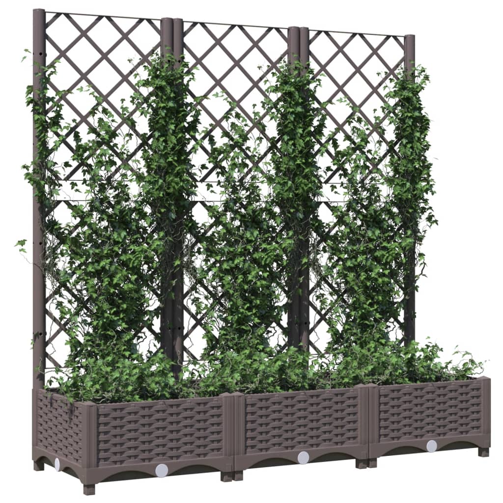 vidaXL Jardinière avec treillis Marron 120 x 40 x 121,5 cm PP