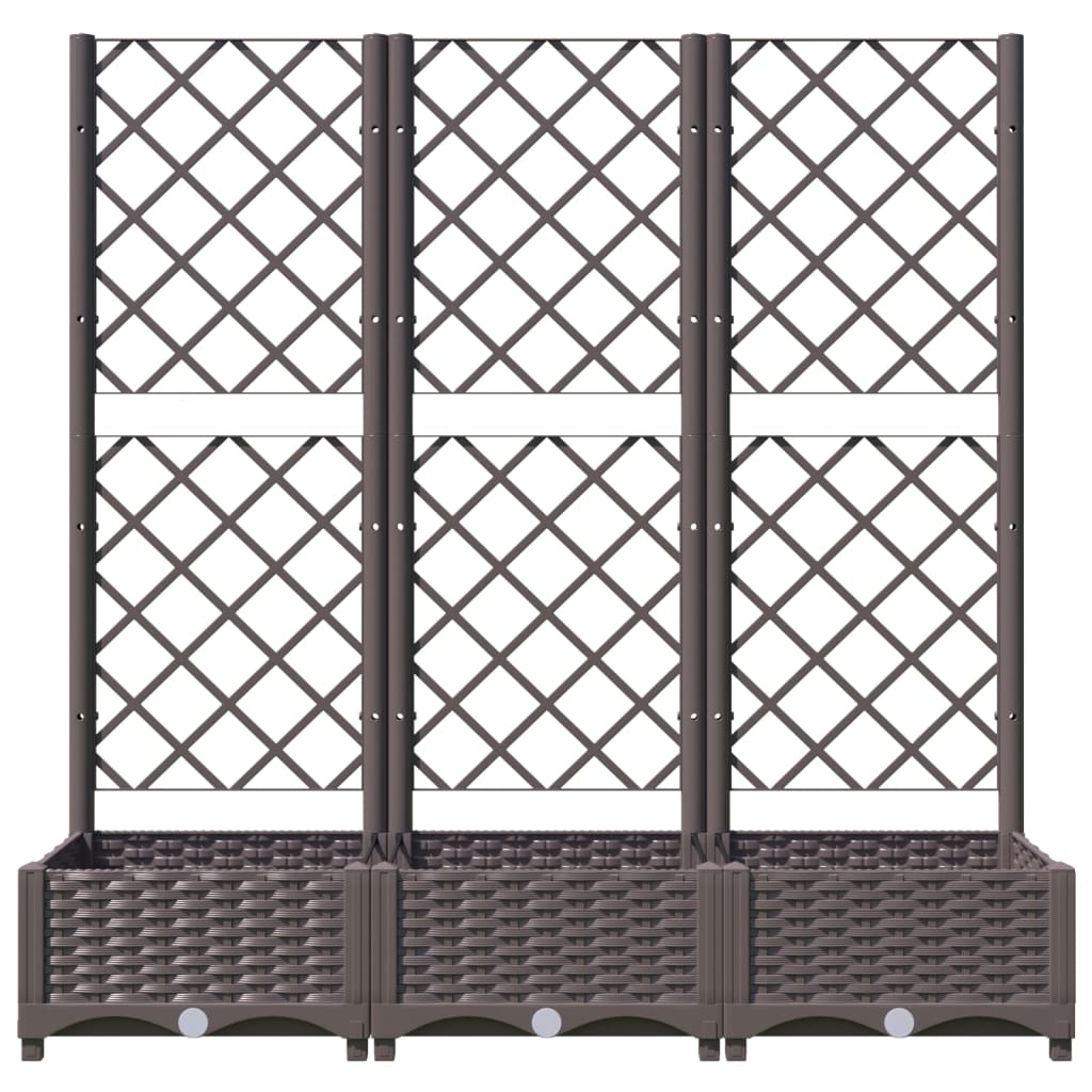 vidaXL Jardinière avec treillis Marron 120 x 40 x 121,5 cm PP