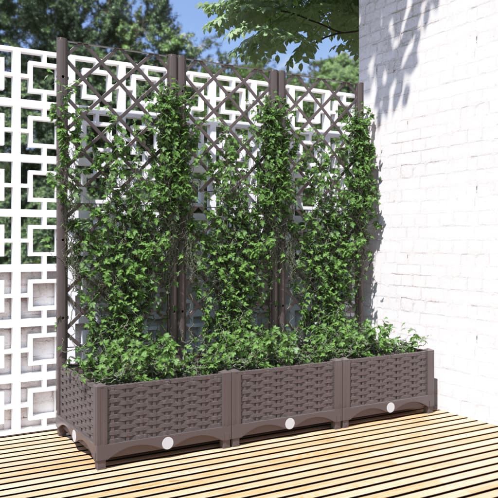 vidaXL Jardinière avec treillis Marron 120 x 40 x 121,5 cm PP