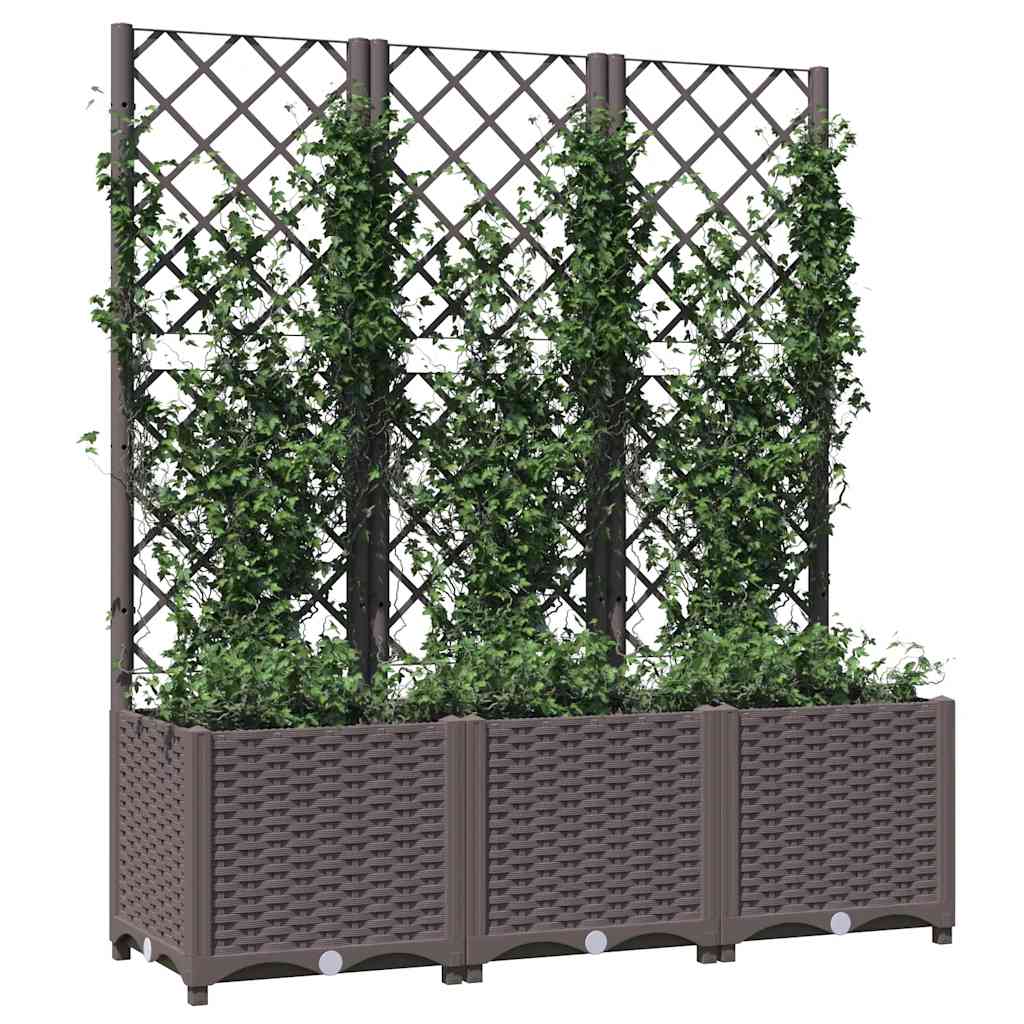 vidaXL Garten-Pflanzgefäß mit Spalier Braun 120 x 40 x 136 cm PP