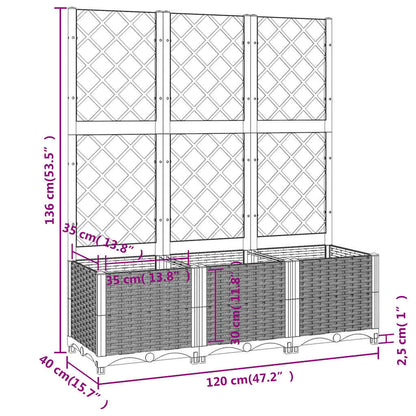 vidaXL Garten-Pflanzgefäß mit Spalier Braun 120 x 40 x 136 cm PP