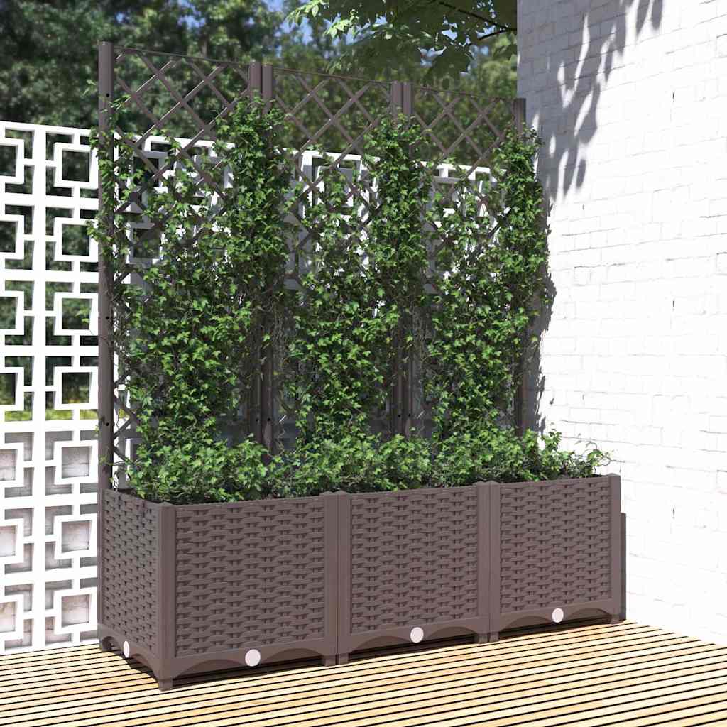 vidaXL Garten-Pflanzgefäß mit Spalier Braun 120 x 40 x 136 cm PP