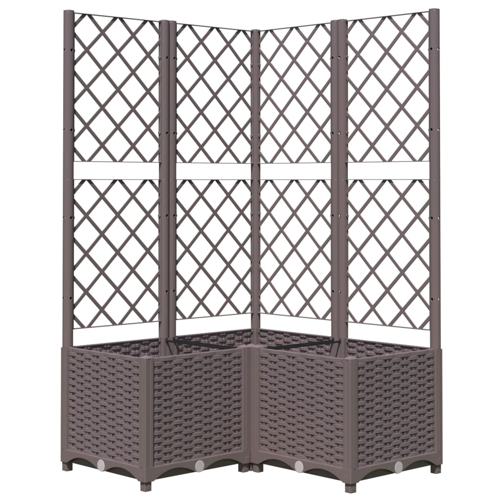 vidaXL Pflanzkübel mit Rankgitter Braun 80x80x136 cm PP