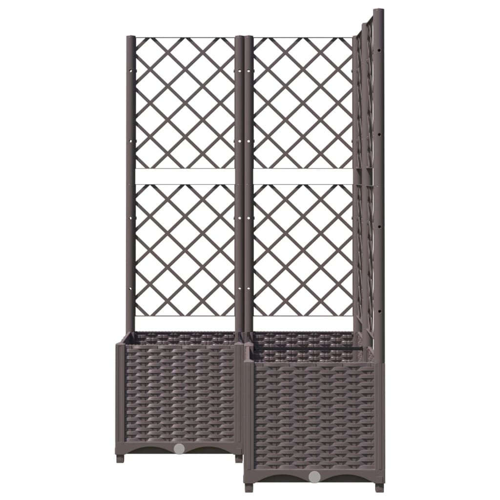vidaXL Pflanzkübel mit Rankgitter Braun 80x80x136 cm PP