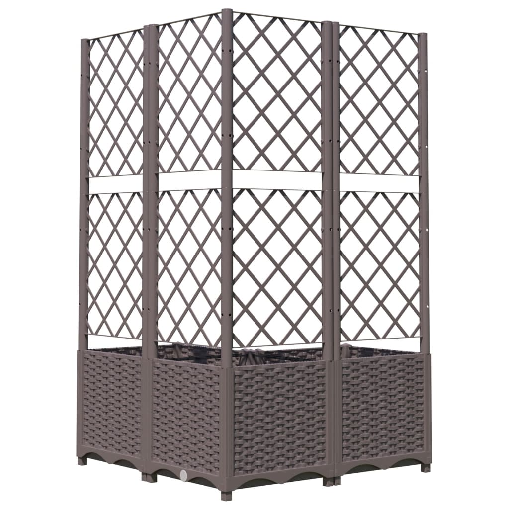 vidaXL Pflanzkübel mit Rankgitter Braun 80x80x136 cm PP