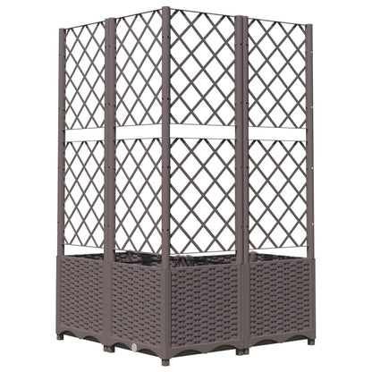 vidaXL Pflanzkübel mit Rankgitter Braun 80x80x136 cm PP