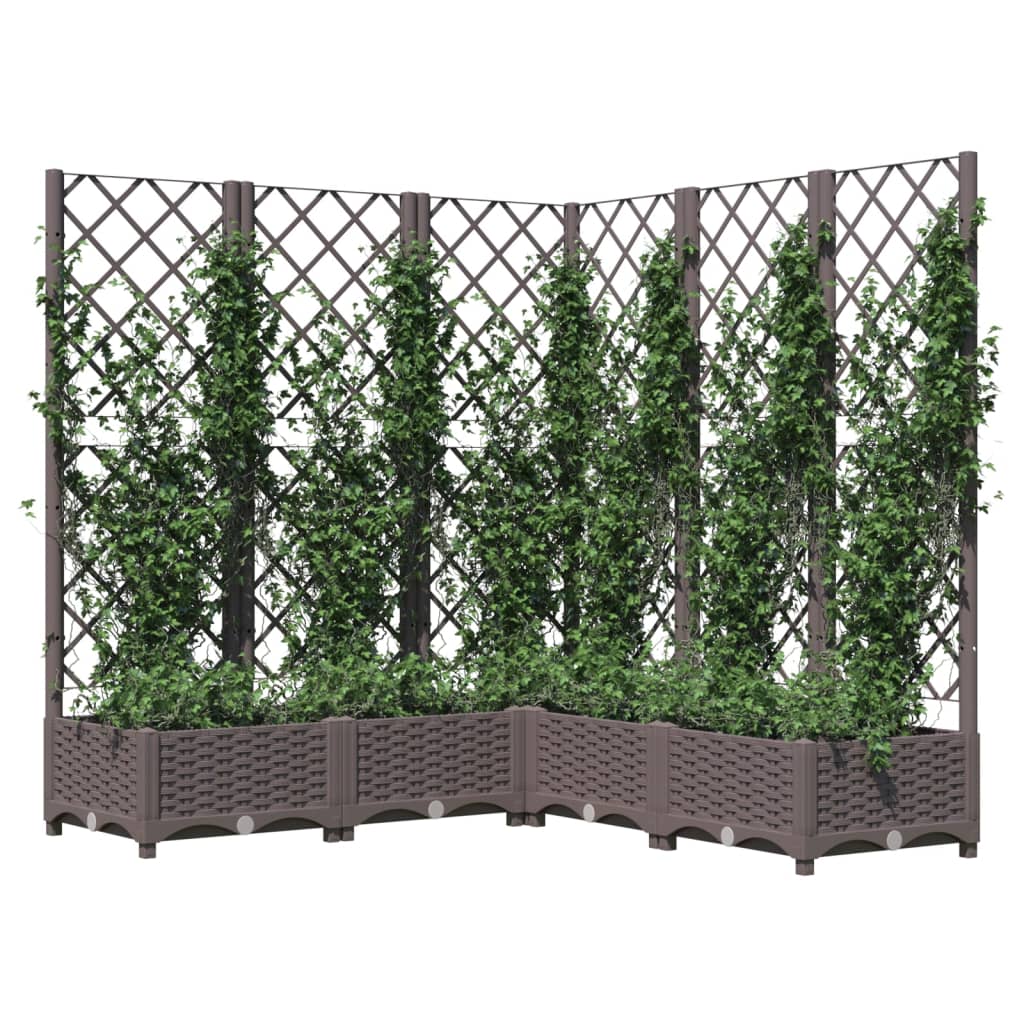 vidaXL Jardinière avec treillis marron 120x120x121,5 cm PP