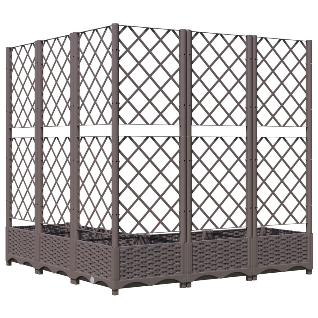vidaXL Jardinière avec treillis marron 120x120x121,5 cm PP