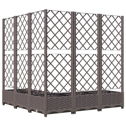 vidaXL Jardinière avec treillis marron 120x120x121,5 cm PP