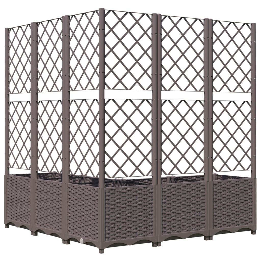 vidaXL Jardinière avec treillis marron 120x120x136 cm PP