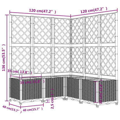 vidaXL Jardinière avec treillis marron 120x120x136 cm PP