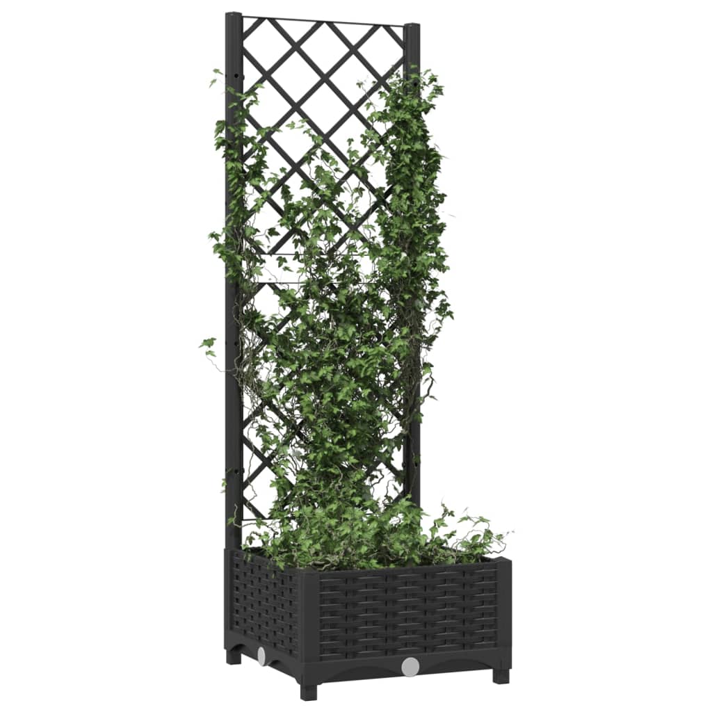 vidaXL Jardinière avec treillis noir 40 x 40 x 121,5 cm PP