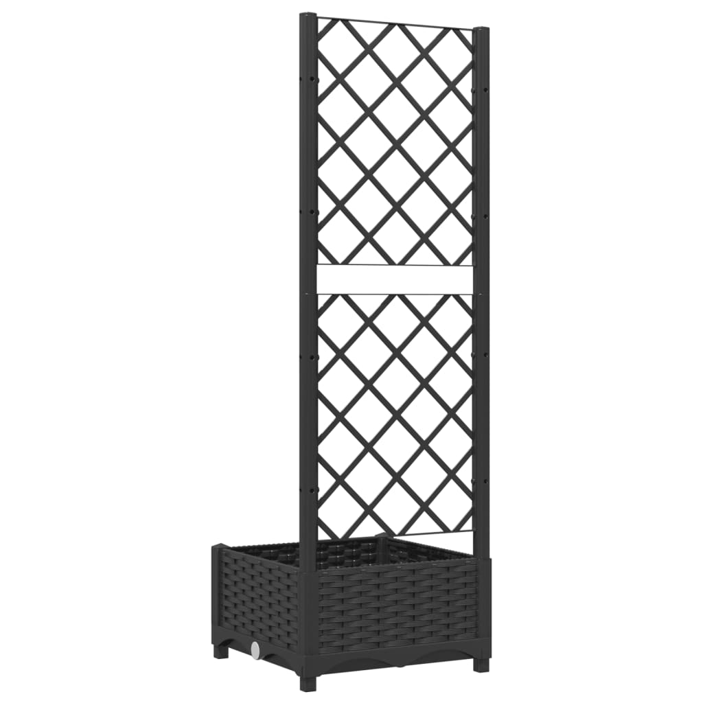 vidaXL Jardinière avec treillis noir 40 x 40 x 121,5 cm PP