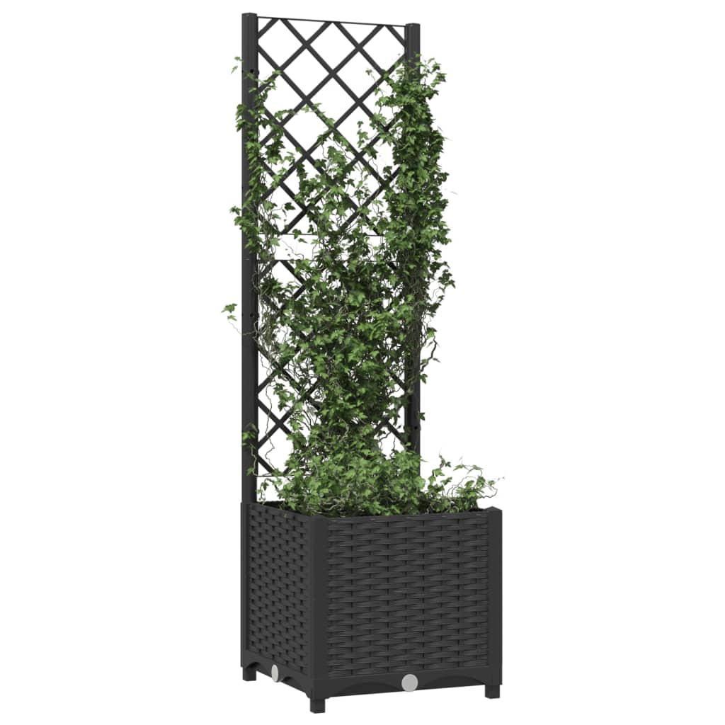vidaXL Jardinière avec treillis Noir 40 x 40 x 136 cm PP